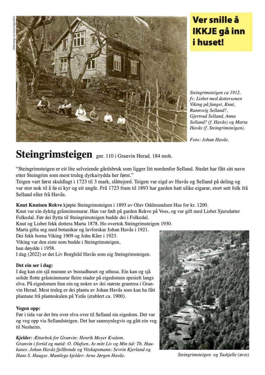 Infoark om Steingrimsteigen, Granvin